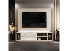 מערכת מזנון וחיפוי קיר גוון אפוויט דגם לונדון