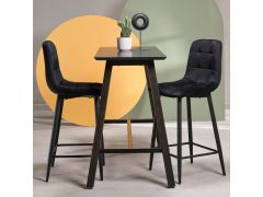 כסא בר שחור בד קטיפה דגם BLOKI