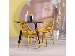 כסא פינת אוכל צהוב פלסטיק קשיח דגם KLILO