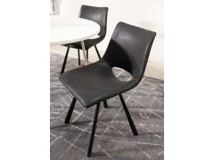 כסא פינת אוכל שחור מרופד דמוי עור דגם MOBI