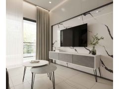 סט מזנון רוחב 2 מטר וזוג שולחנות לסלון דגם בטון משולב