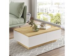 שולחן קפה דגם נוריאל בגוון אלון בשילוב לבן