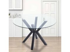 שולחן אוכל זכוכית עגול 120 ס”מ דגם בולוניה