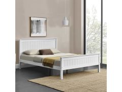 מיטה זוגית 190×140 מעץ מלא דגם דביר בגוון לבן