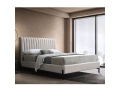 מיטת זוגית 200×160מרופדת דגם דומינו בגוון קרם