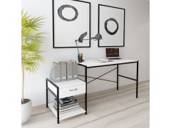 שולחן תלמיד עם מגירה גוון שחור-לבן