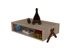 שולחן סלון עם רגלי X בגוון אגוז אלון