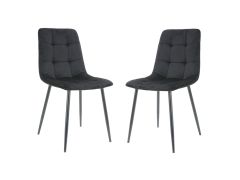 זוג כסאות אוכל מרופדים בד קטיפתי גוון שחור דגם רוז