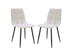 זוג כסאות אוכל מרופדים בד קטיפתי גוון קפוצ'ינו דגם רוז