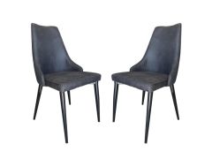 זוג כסאות מרופדים לפינת אוכל גוון שחור דגם ליאן 