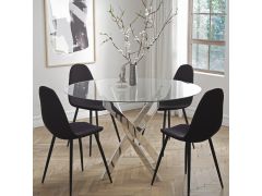 פינת אוכל עגולה 120 ס”מ עם 4 כסאות גוון כרמל דגם ונציה