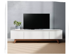 מזנון טלוויזיה 220 ס"מ בגוון לבן מבריק דגם אופל