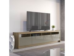 מזנון ברוחב 222 ס"מ אפור מבריק בשילוב עץ דגם פז