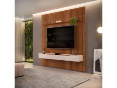 מערכת מזנון וחיפוי קיר-נמיר 250 ס"מ אפוויט ועץ