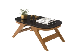 שולחן סלון בגוון שחור בשילוב אלון דגם רוזן