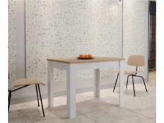 שולחן אוכל בגוון לבן בשילוב אלון 102/69 ס"מ דגם וינה משולב