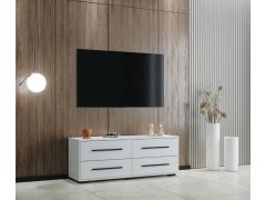 מזנון שידת טלוויזיה ברוחב 120 ס"מ עם 4 מגירות בגוון לבן דגם סיינה 