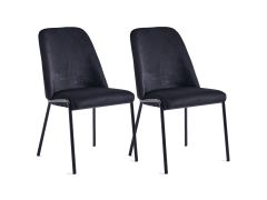 זוג כיסאות מעוצבים ריפוד בד קטיפתי דגם אייל בגוון שחור