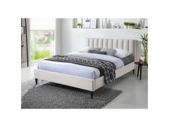 מיטת זוגית 190*160 מרופדת בד עם ראש מיטה מעוצב דגם פולי בגוון קרם