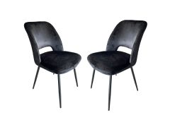 זוג כיסאות מעוצבים מבד קטיפה שחור דגם טסלה בגוון שחור