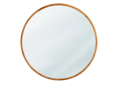 מראה עגולה לתליה קוטר 70 ס"מ מסגרת עץ גוון טבעי