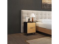 שידת לילה 2 מגירות בגוון שחור ואלון דגם ברוקלין