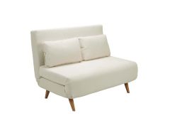 ספה 120 ס"מ נפתחת למיטה מרופדת בד קורדרוי בגוון קרם דגם נינט