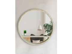 מראה לתליה עגולה + מדף קוטר 50 ס"מ דגם איילה גוון לבן