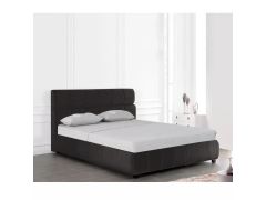 מיטה זוגית מעוצבת 140*190 בריפוד בד עם ארגז מצעים מעץ דגם קווין-שחור