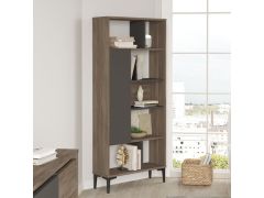 ספריה מעוצבת דגם Liber בגוון אגוז משולב אפור