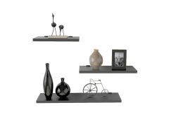 שלישיית מדפים צפים דגם Lines בגוון אפור