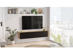 מזנון טלוויזיה צף דגם ARISTO בגוון גוף אלון דלתות שחור