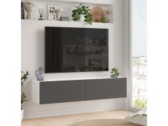 מזנון טלוויזיה צף דגם ARISTO בגוון גוף לבן בשילוב דלתות בגוון אפור