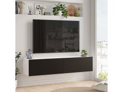   מזנון טלוויזיה צף דגם ARISTO בגוון גוף לבן בשילוב דלתות בגוון שחור