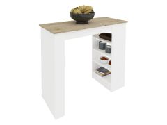 שולחן דלפק למטבח 120*50 ס"מ כולל מדפים בצבע לבן ופלטה אלון דגם טוקיו