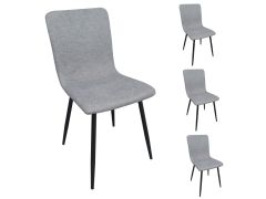 סט 4 כסאות אוכל מרופדים בד רחיץ דגם סהר בגוון אפור
