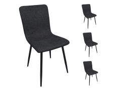 סט 4 כסאות אוכל מרופדים בד רחיץ דגם סהר בגוון שחור