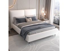 מיטה זוגית מעוצבת 140/190 בריפוד בד רחיץ עם ארגז מצעים מעץ דגם מליסה