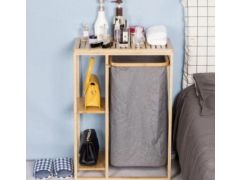 כוננית במבוק 2 מדפים עם סל כביסה אפור דגם מיגל