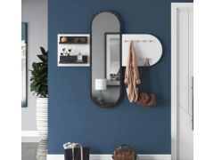 מראת קיר משולבת מתלה לבן בשילוב שחור