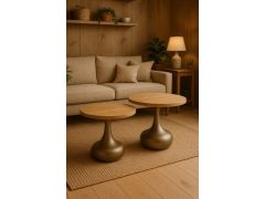 סט שולחנות סלון מתכת עם פלטת דמוי טרוונטין