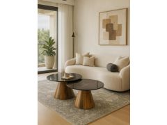 סט שולחנות סלון יוקרתיים בגוון חום כהה