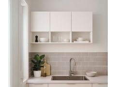 ארון שירות עליון 3 דלתות ומדף פתוח ברוחב 144 ס"מ דגם אורביט