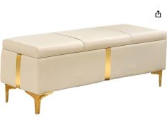 הדום ספסל דמוי עור כולל ארגז אחסון שמנת