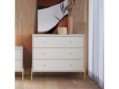 קומודה בגוון לבן מבריק ופרזול זהב דגם אלמוג