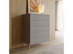 קומודה 5 מגירות אפור מבריק ופרזול זהב דגם חושן