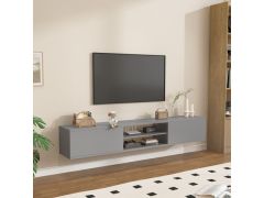 מזנון צף נתלה לקיר דגם אופק ברוחב 160 ס"מ בגוון אפור