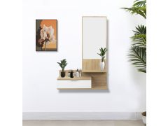 מראת קיר בשילוב מגירה בצבע אלון