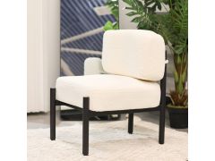 כורסא מעוצבת מבד בוקלה דגם Sofi - לבן שמנת