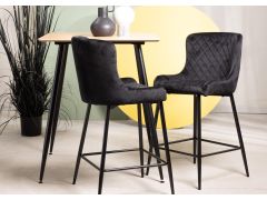 כסא בר שחור בד קטיפה משענת גב דגם APEX